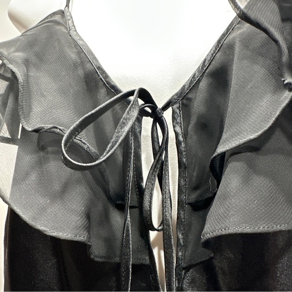 Black Negligee Nightgown Babydoll Ruffles Satin by‎ adonna Size M vintage - Picture 3 of 9